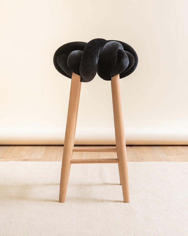 Black Velvet Knot Bar Stool