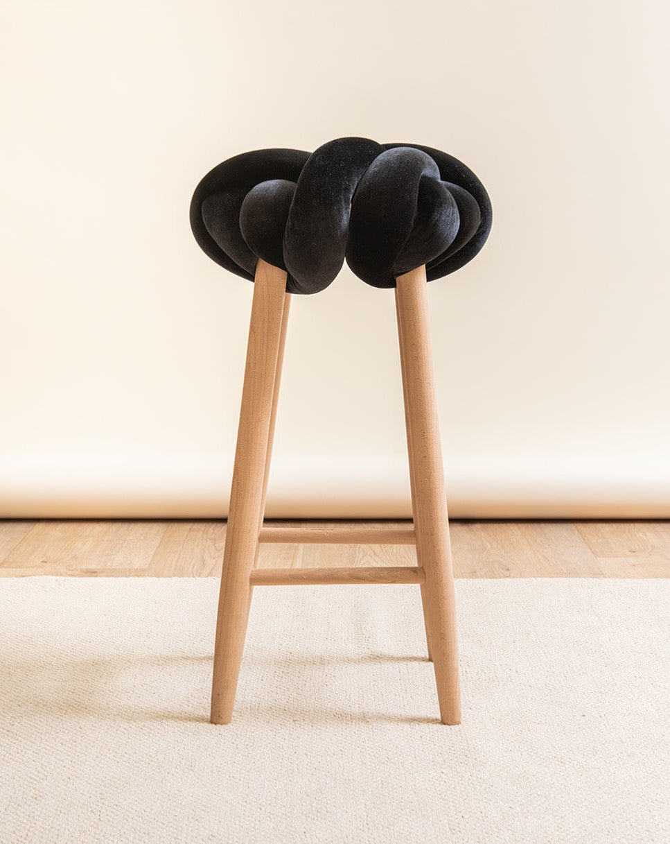 Black Velvet Knot Bar Stool