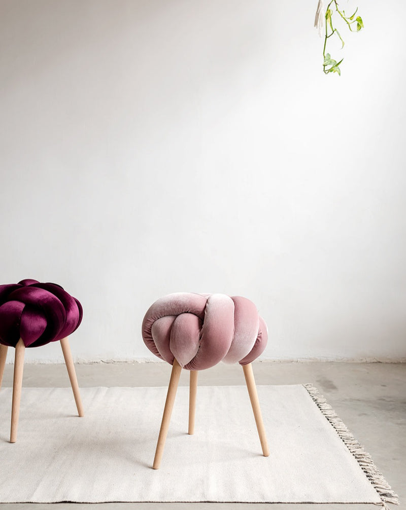 Purple Velvet Knot Stool