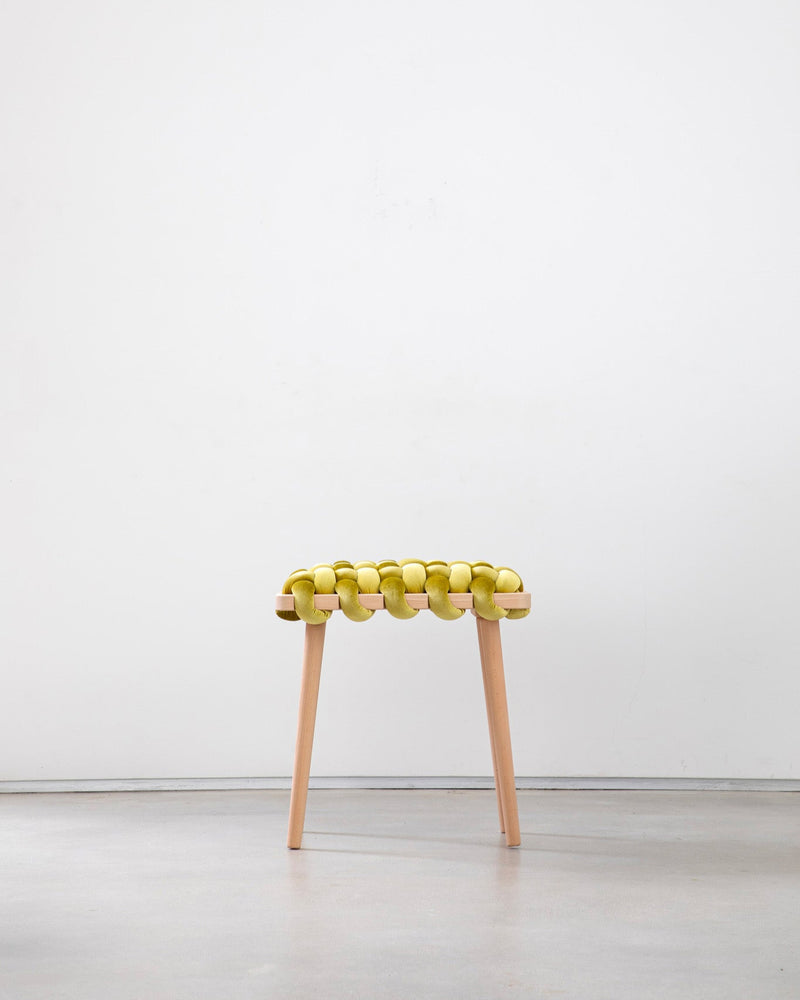 Citron Velvet Woven Stool