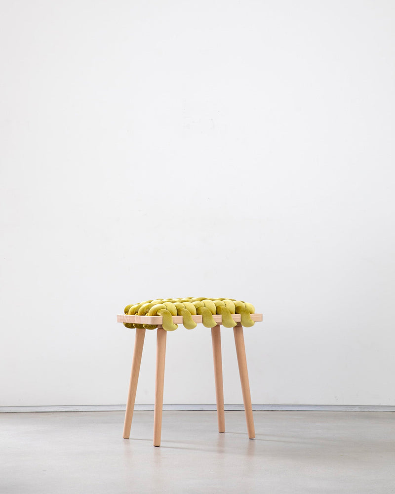 Citron Velvet Woven Stool