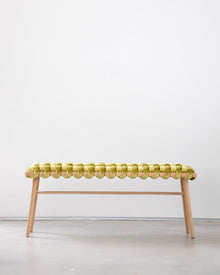 Citron Velvet Woven Bench
