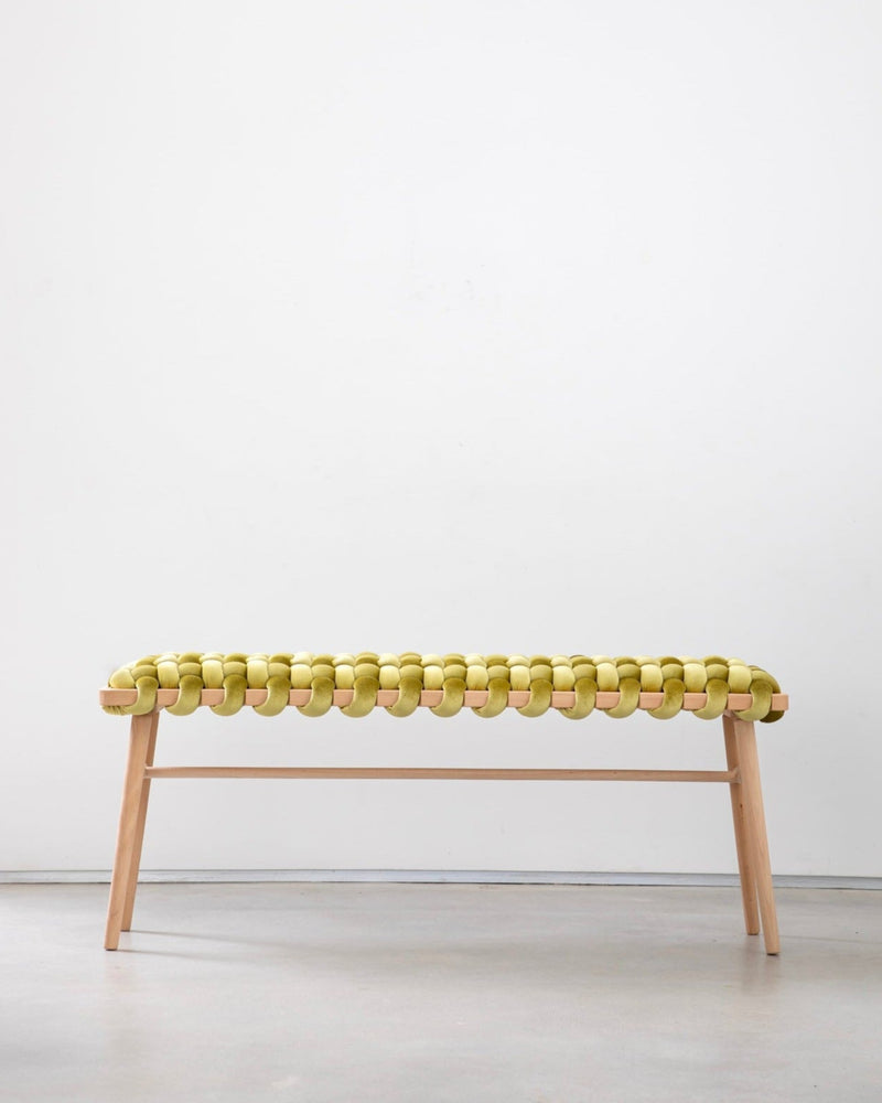 Citron Velvet Woven Bench