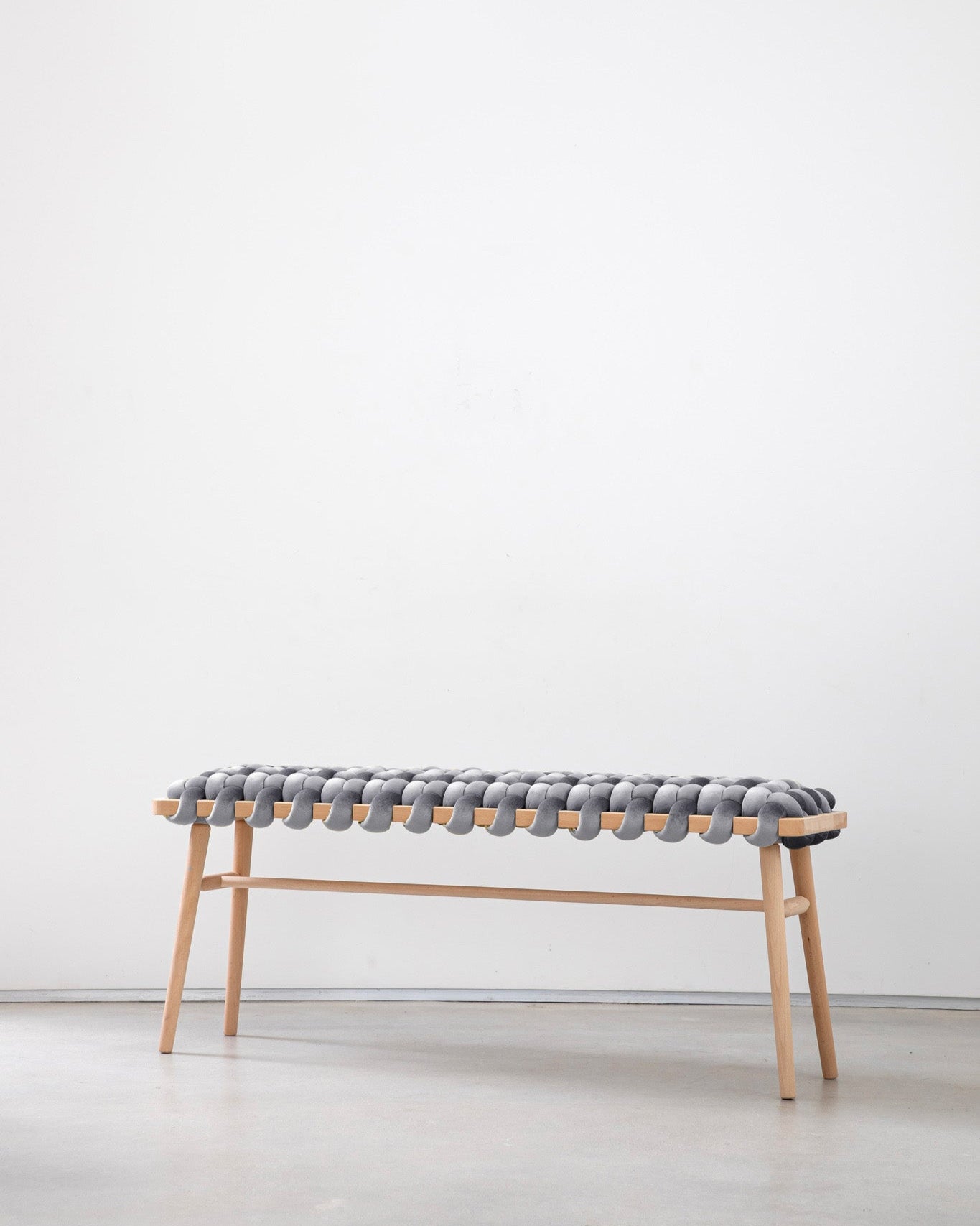 Sterling Grey Velvet Woven Bench