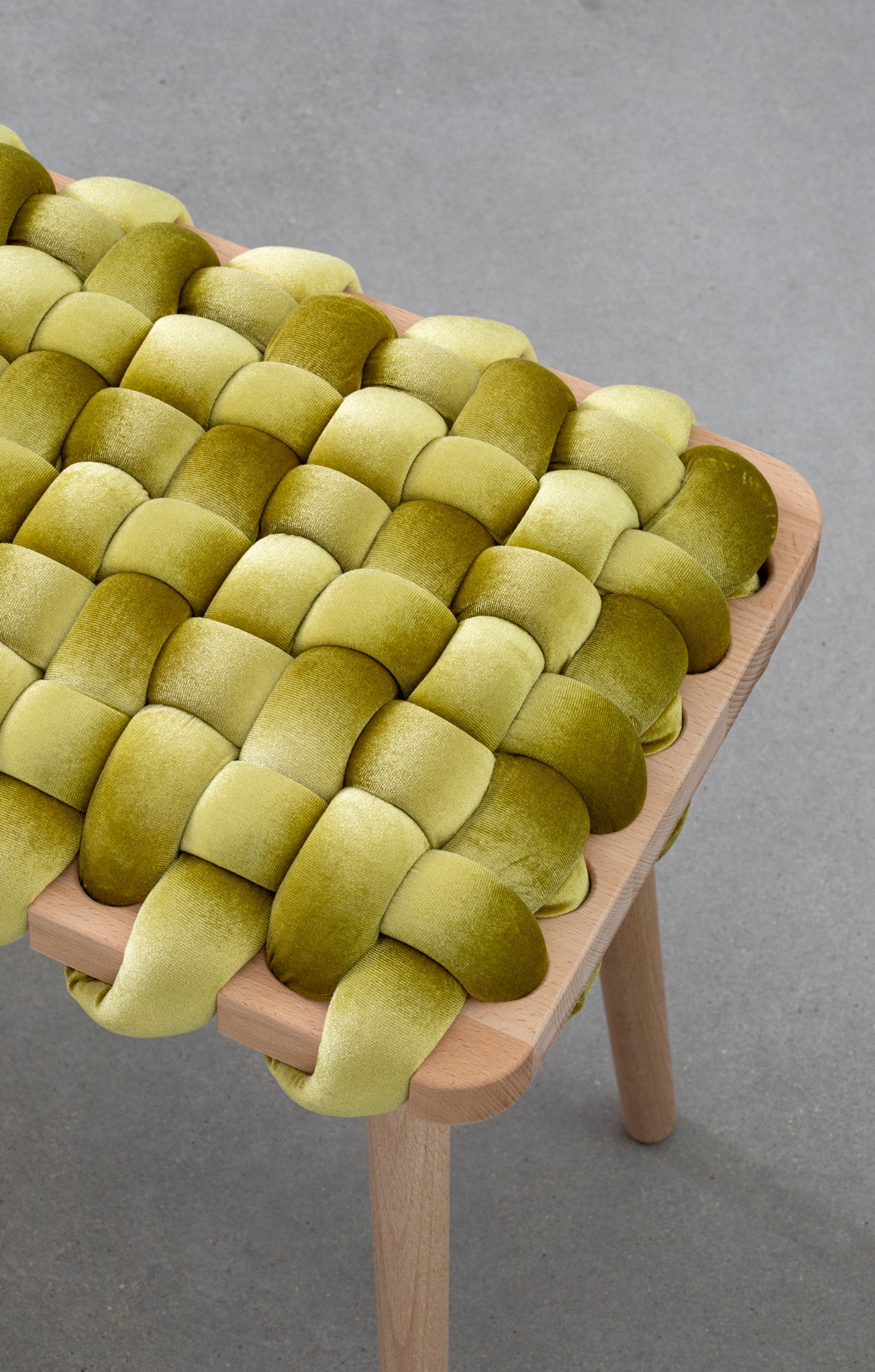 Citron Velvet Woven Stool