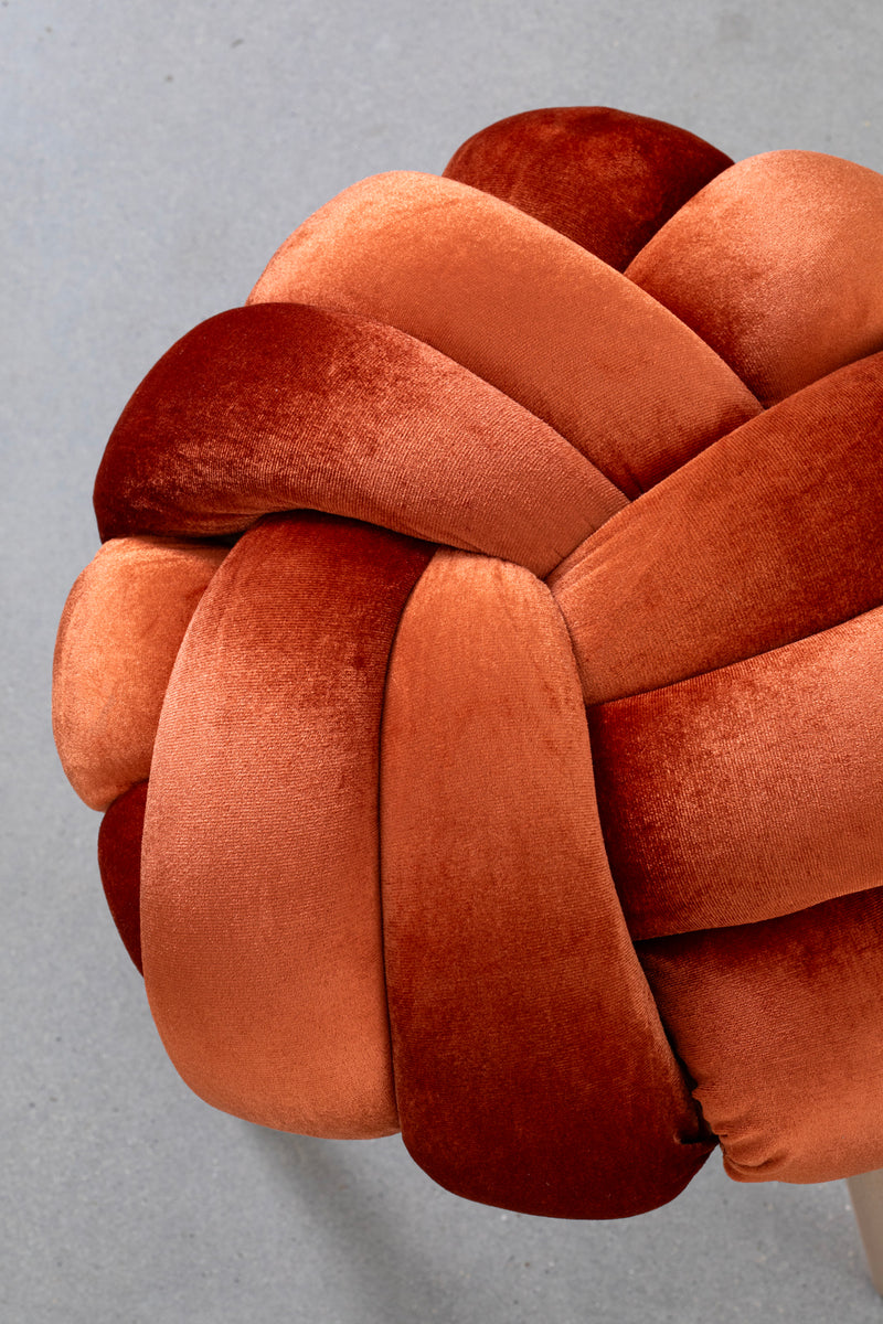 Burnt Orange Velvet Knot Stool
