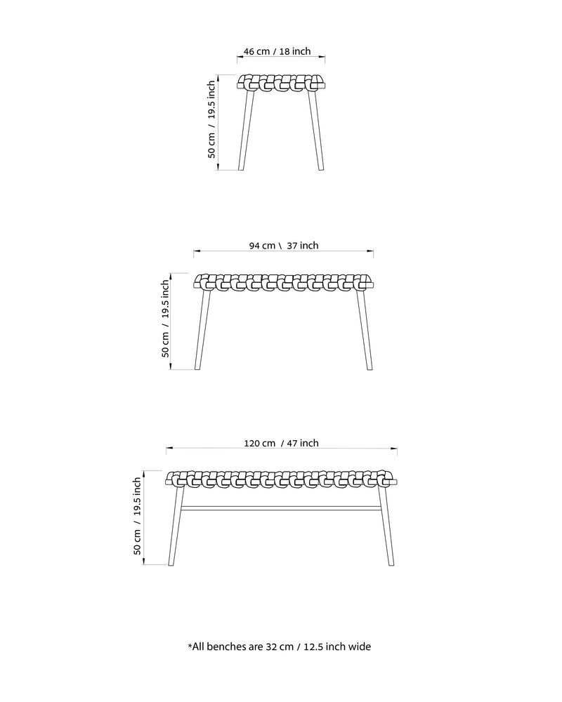 Ivory Velvet Woven Bench