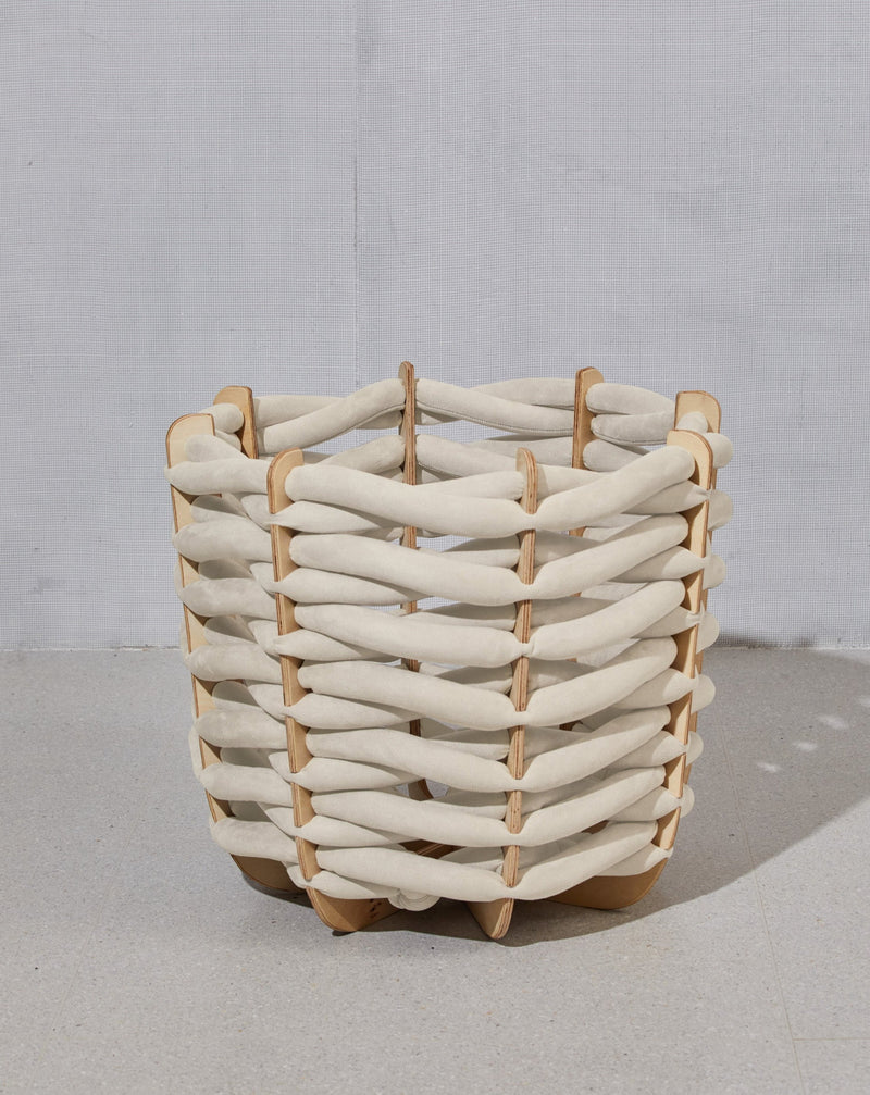 (L) Hull Basket in Stone Ultra suede