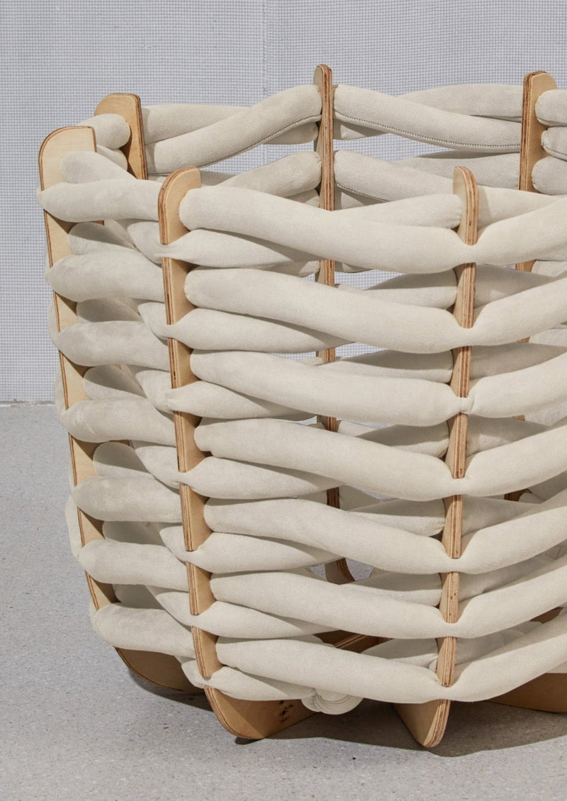(L) Hull Basket in Stone Ultra suede
