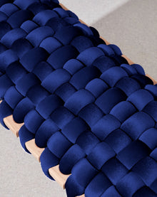 Midnight Blue Velvet Woven Bench
