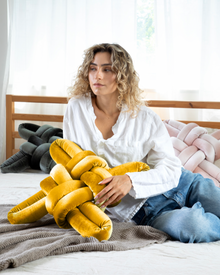 sunlight yellow Velvet Knot Pillow