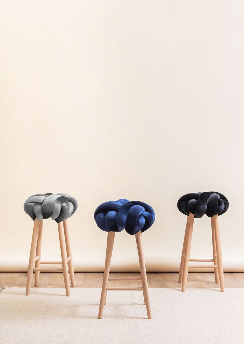 Sage Velvet Knot Bar Stool