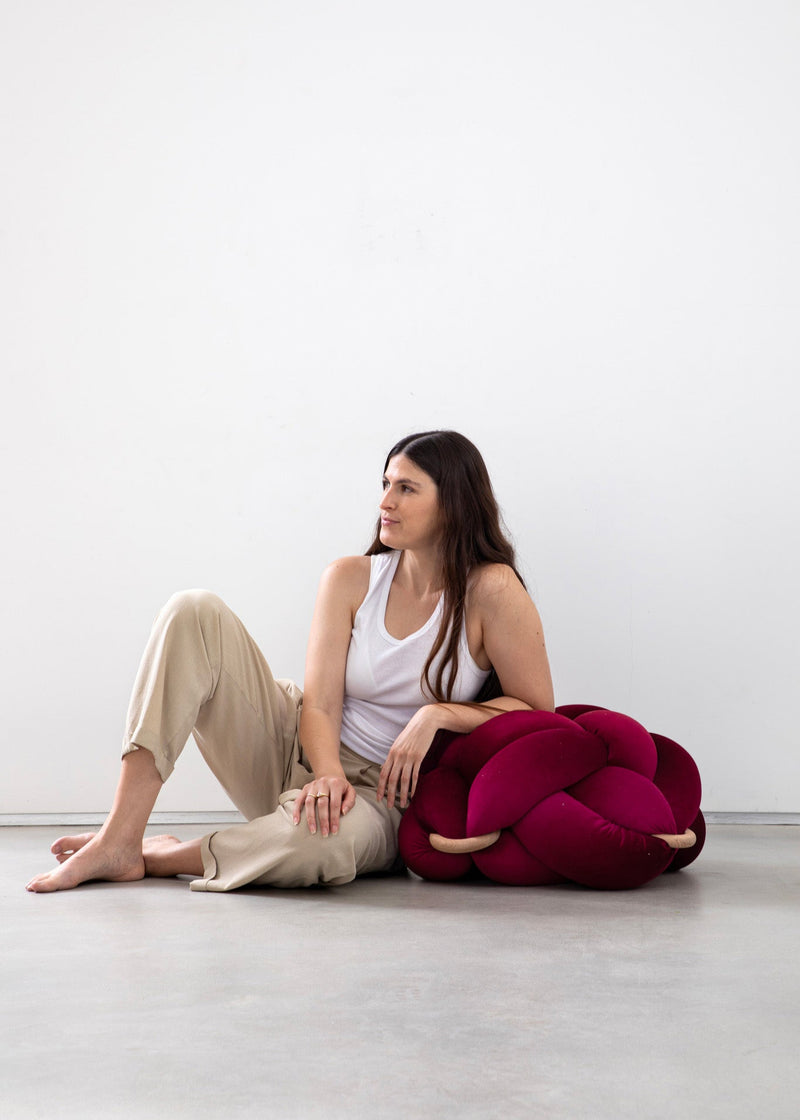(M) Burgandy Knot Floor Cushion