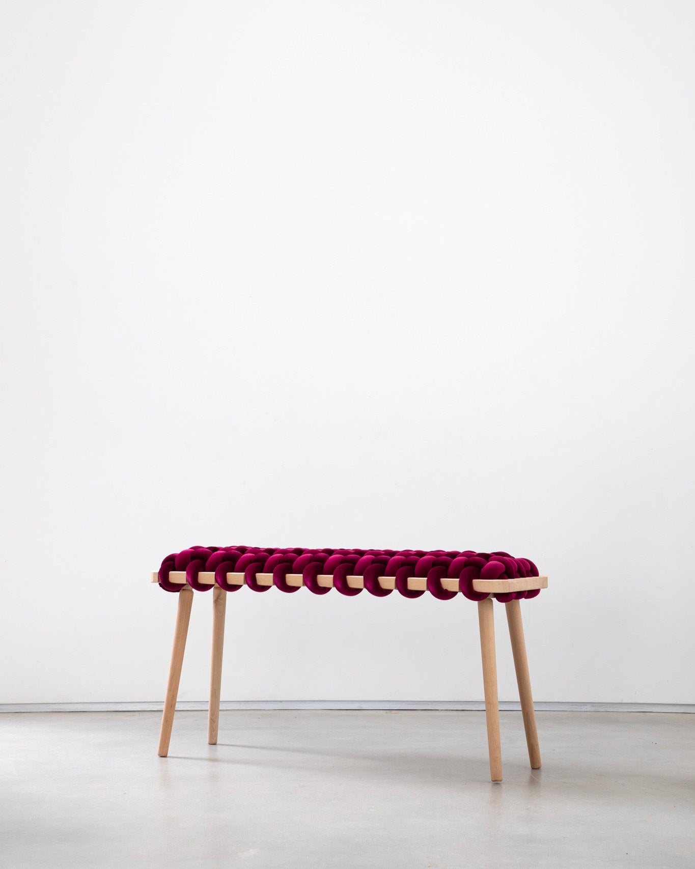 Burgandy Velvet Woven Bench