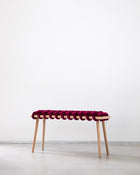 Burgandy Velvet Woven Bench