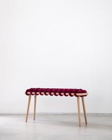 Burgandy Velvet Woven Bench