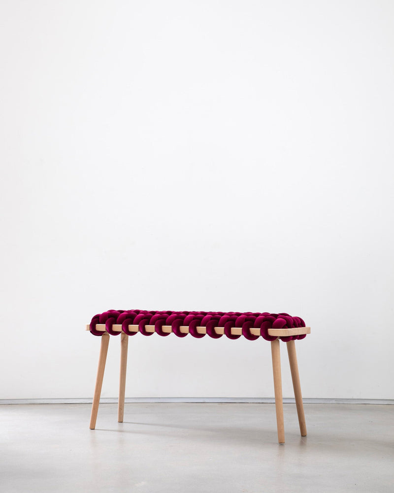 Burgandy Velvet Woven Bench