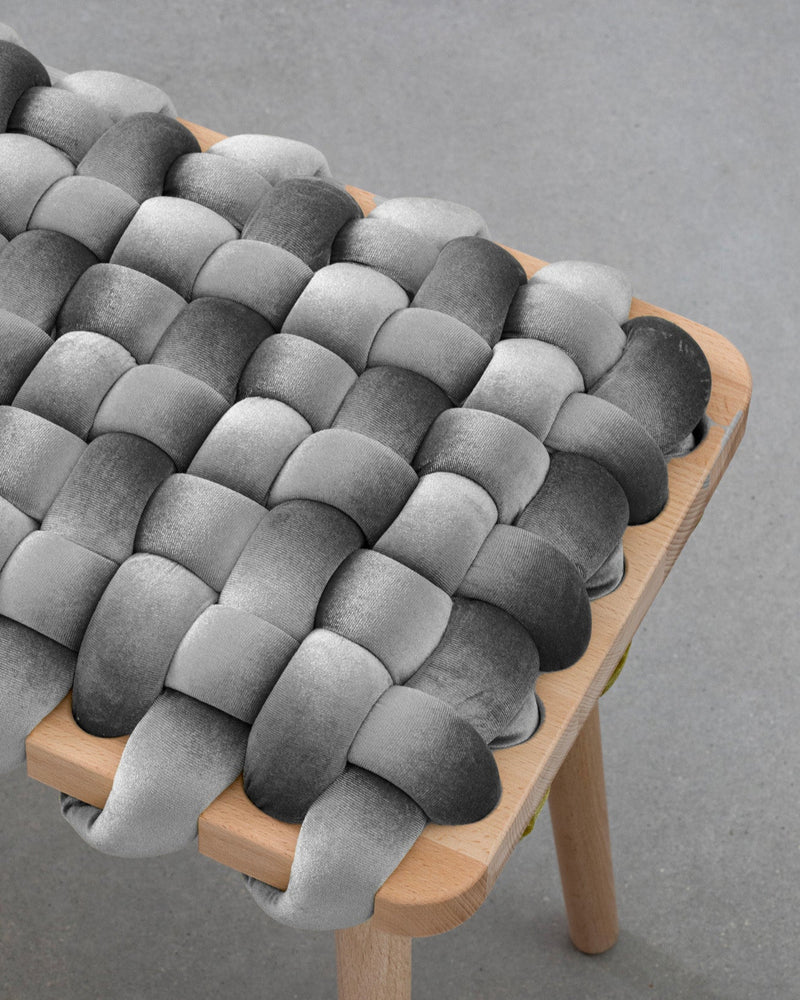 Sterling Grey Velvet Woven Bench