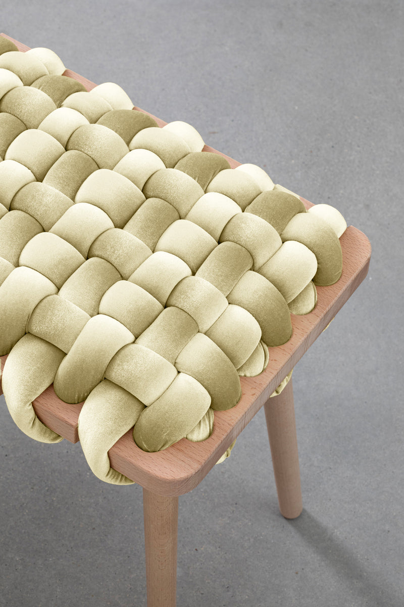 Ivory Velvet Woven Bench