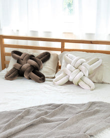 Truffle Velvet Knot Pillow