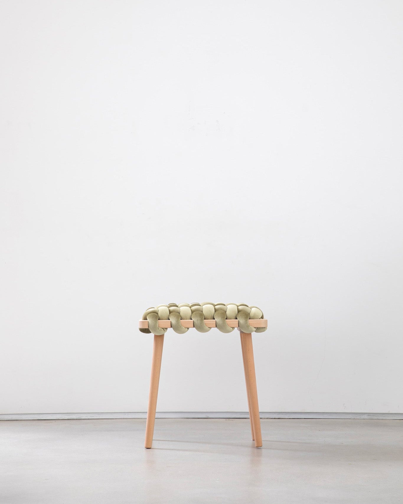 Ivory Velvet Woven Stool