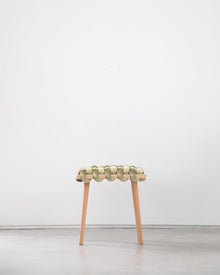 Ivory Velvet Woven Stool