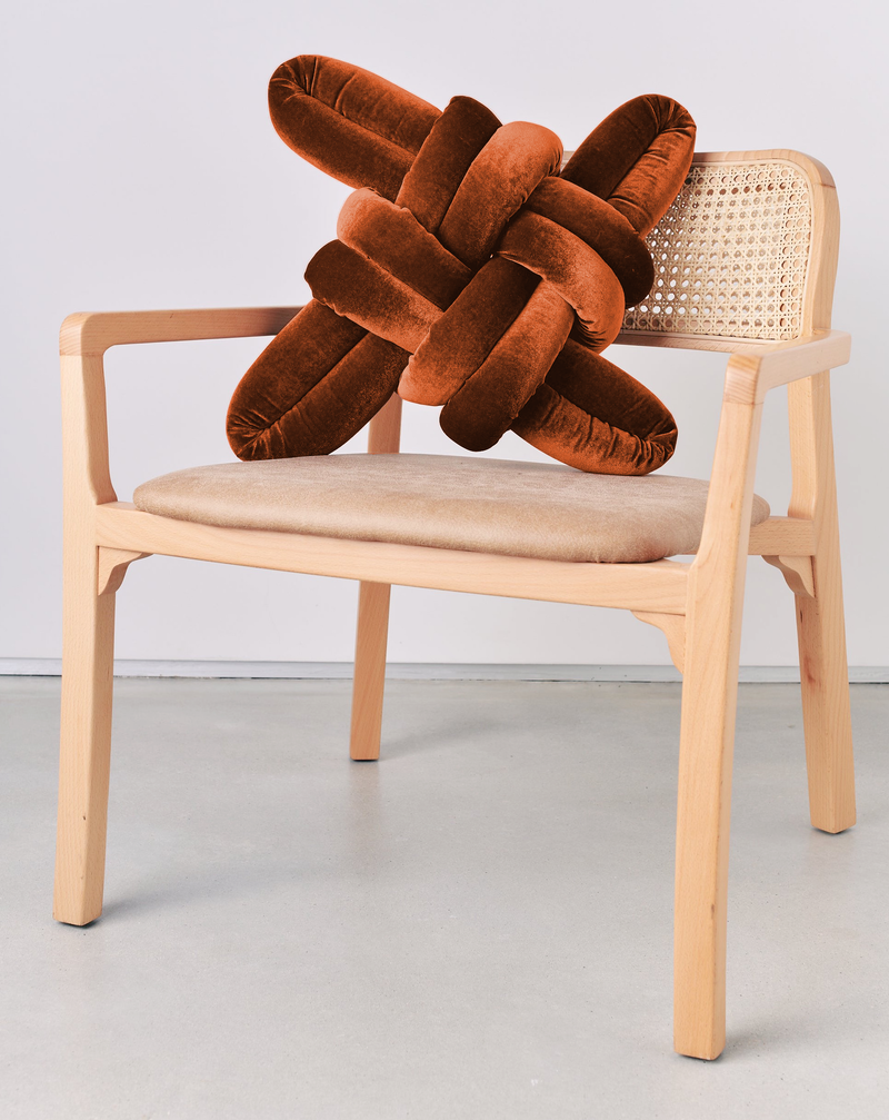 Copper Velvet Knot Pillow