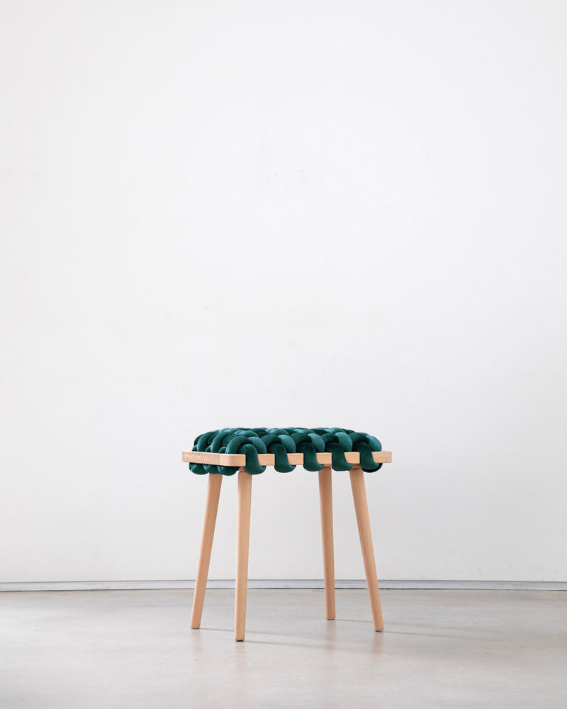 Petrol Velvet Woven Stool