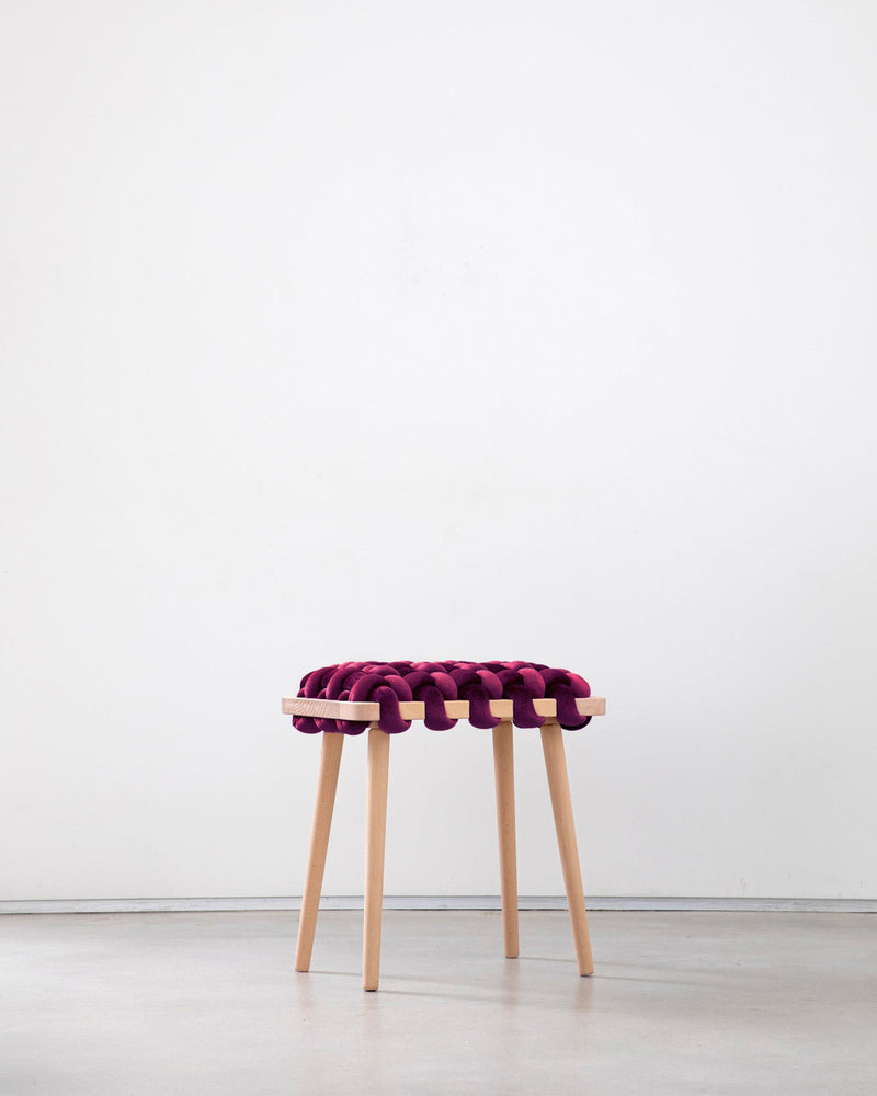 Burgundy Woven Stool