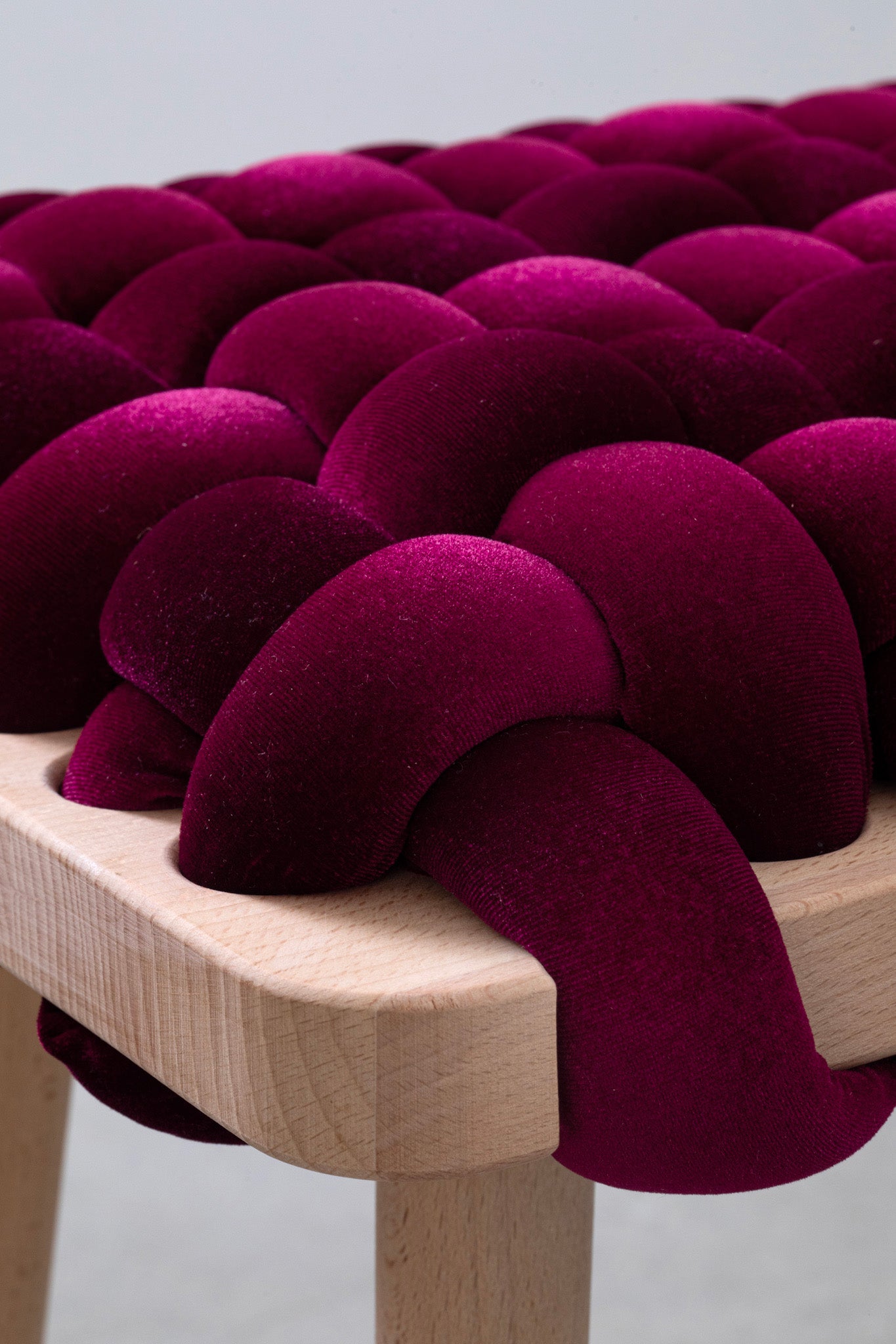 Burgandy Velvet Woven Bench