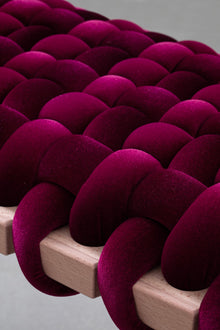 Burgandy Velvet Woven Bench