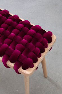 Burgandy Velvet Woven Bench