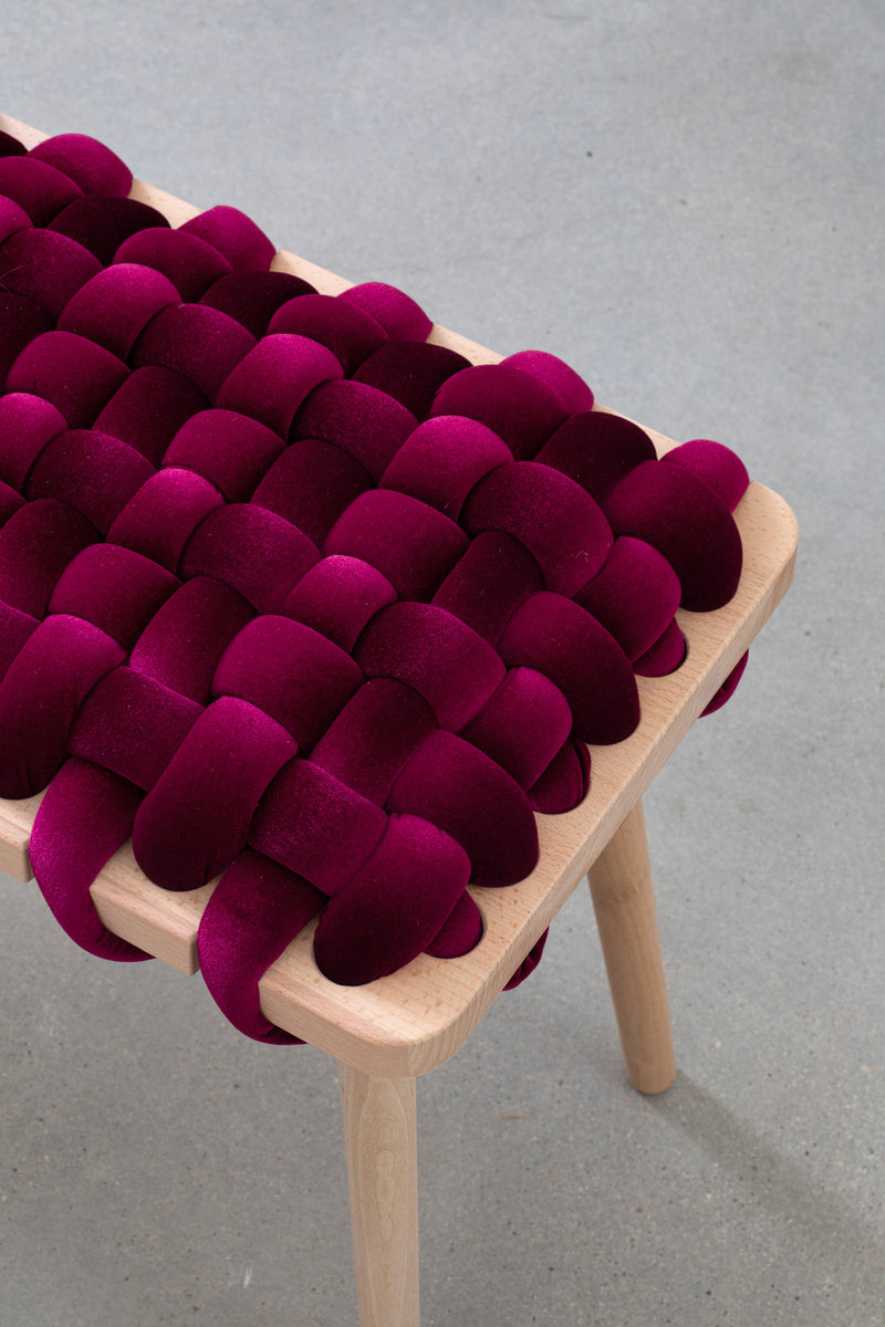 Burgandy Velvet Woven Bench