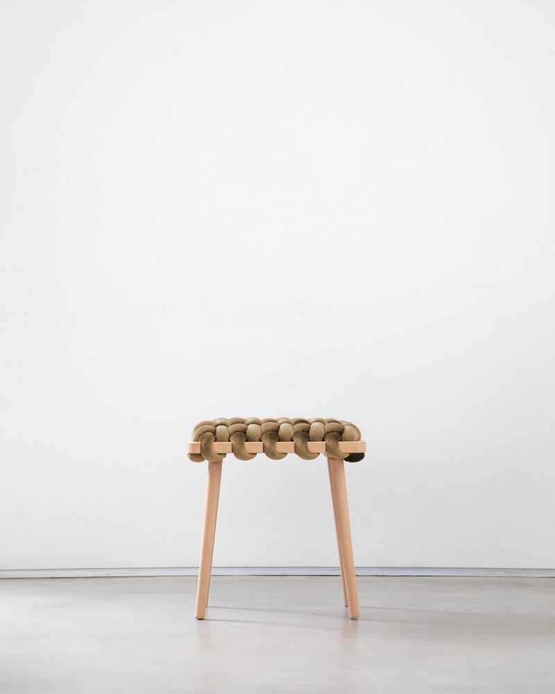Truffle Velvet Woven Stool