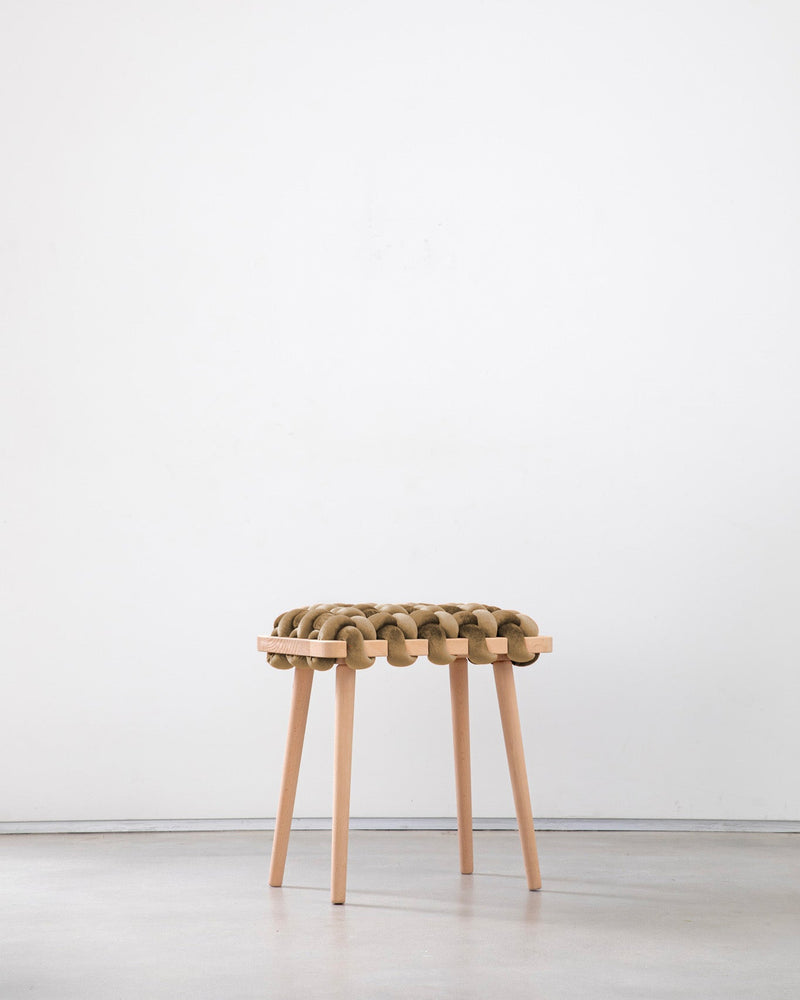 Truffle Velvet Woven Stool
